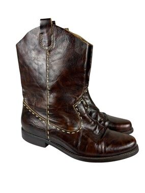 Seychelles Brown Leather Western Ankle Boots Sz 6